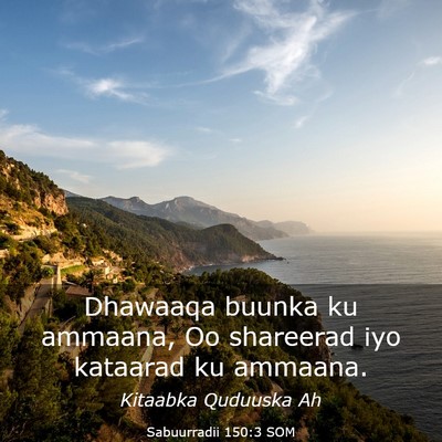 Picture 03 - Sabuurradii 150:3 SOM - Dhawaaqa buunka ku ammaana, Oo shareerad iyo - Bible Verse Picture