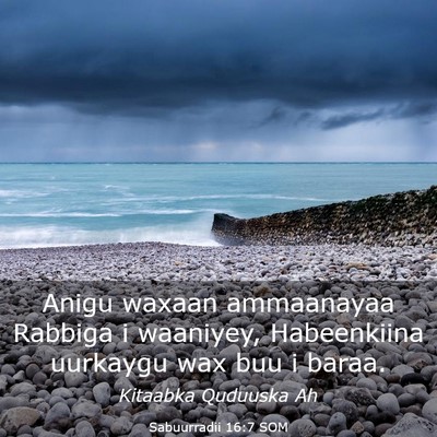 Picture 03 - Sabuurradii 16:7 SOM - Anigu waxaan ammaanayaa Rabbiga i waaniyey, - Bible Verse Picture