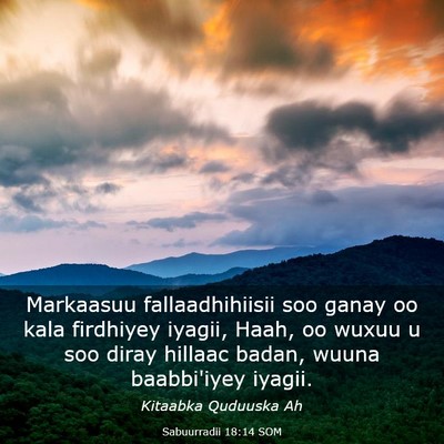 Picture 03 - Sabuurradii 18:14 SOM - Markaasuu fallaadhihiisii soo ganay oo kala - Bible Verse Picture