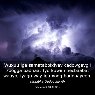 Picture 03 - Sabuurradii 18:17 SOM - Wuxuu iga samatabbixiyey cadowgaygii xoogga - Bible Verse Picture