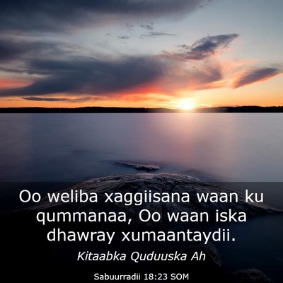 Picture 03 - Sabuurradii 18:23 SOM - Oo weliba xaggiisana waan ku qummanaa, Oo waan - Bible Verse Picture