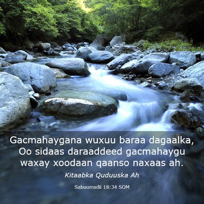 Picture 03 - Sabuurradii 18:34 SOM - Gacmahaygana wuxuu baraa dagaalka, Oo sidaas - Bible Verse Picture