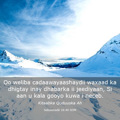 Picture 03 - Sabuurradii 18:40 SOM - Oo weliba cadaawayaashaydii waxaad ka dhigtay - Bible Verse Picture
