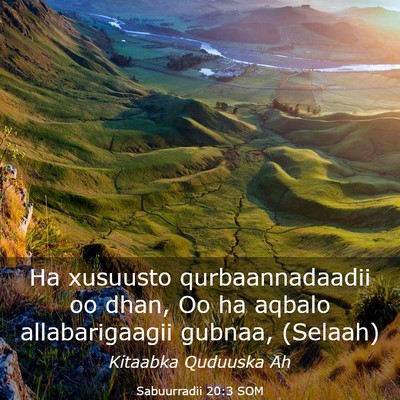 Picture 03 - Sabuurradii 20:3 SOM - Ha xusuusto qurbaannadaadii oo dhan, Oo ha aqbalo - Bible Verse Picture