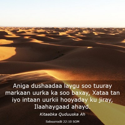Picture 03 - Sabuurradii 22:10 SOM - Aniga dushaadaa laygu soo tuuray markaan uurka ka - Bible Verse Picture