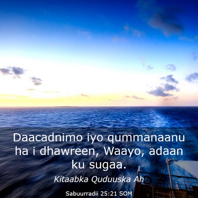 Picture 03 - Sabuurradii 25:21 SOM - Daacadnimo iyo qummanaanu ha i dhawreen, Waayo, - Bible Verse Picture