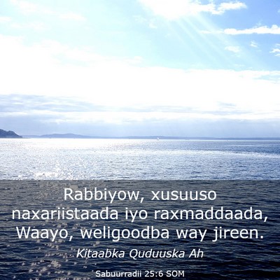 Picture 03 - Sabuurradii 25:6 SOM - Rabbiyow, xusuuso naxariistaada iyo raxmaddaada, - Bible Verse Picture