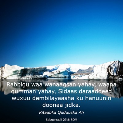 Picture 03 - Sabuurradii 25:8 SOM - Rabbigu waa wanaagsan yahay, waana qumman yahay, - Bible Verse Picture