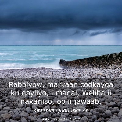 Picture 03 - Sabuurradii 27:7 SOM - Rabbiyow, markaan codkayga ku qayliyo, i maqal, - Bible Verse Picture