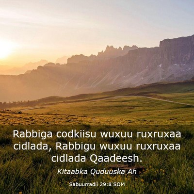 Picture 03 - Sabuurradii 29:8 SOM - Rabbiga codkiisu wuxuu ruxruxaa cidlada, Rabbigu - Bible Verse Picture