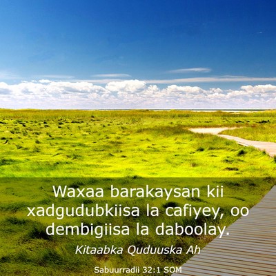 Picture 03 - Sabuurradii 32:1 SOM - Waxaa barakaysan kii xadgudubkiisa la cafiyey, oo - Bible Verse Picture
