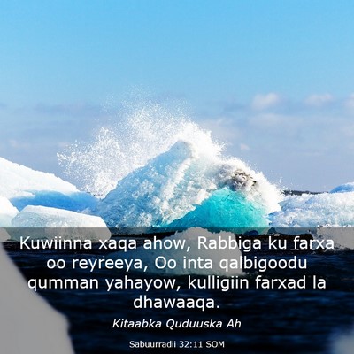 Picture 03 - Sabuurradii 32:11 SOM - Kuwiinna xaqa ahow, Rabbiga ku farxa oo reyreeya, - Bible Verse Picture