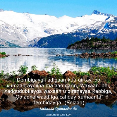 Picture 03 - Sabuurradii 32:5 SOM - Dembigaygii adigaan kuu qirtay, oo xumaantaydiina - Bible Verse Picture