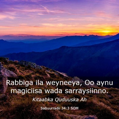 Picture 03 - Sabuurradii 34:3 SOM - Rabbiga ila weyneeya, Oo aynu magiciisa wada - Bible Verse Picture