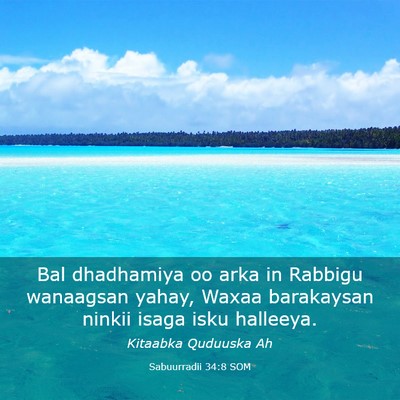Picture 03 - Sabuurradii 34:8 SOM - Bal dhadhamiya oo arka in Rabbigu wanaagsan - Bible Verse Picture
