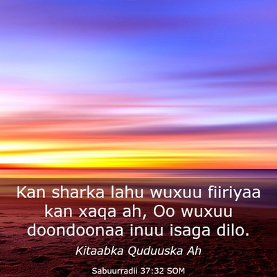 Picture 03 - Sabuurradii 37:32 SOM - Kan sharka lahu wuxuu fiiriyaa kan xaqa ah, Oo - Bible Verse Picture