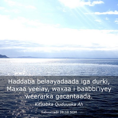 Picture 03 - Sabuurradii 39:10 SOM - Haddaba belaayadaada iga durki, Maxaa yeelay, - Bible Verse Picture