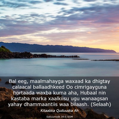Picture 03 - Sabuurradii 39:5 SOM - Bal eeg, maalmahayga waxaad ka dhigtay calaacal - Bible Verse Picture