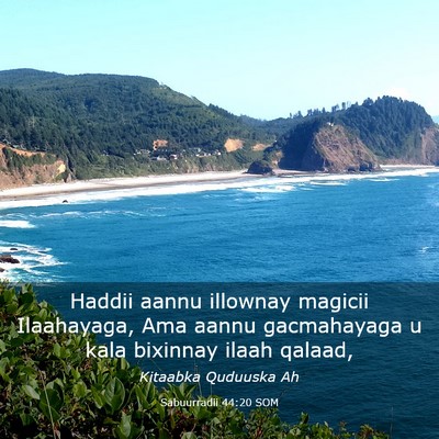 Picture 03 - Sabuurradii 44:20 SOM - Haddii aannu illownay magicii Ilaahayaga, Ama - Bible Verse Picture