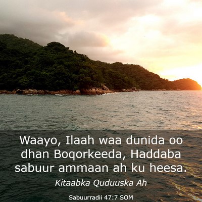 Picture 03 - Sabuurradii 47:7 SOM - Waayo, Ilaah waa dunida oo dhan Boqorkeeda, - Bible Verse Picture