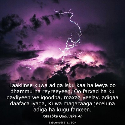 Picture 03 - Sabuurradii 5:11 SOM - Laakiinse kuwa adiga isku kaa halleeya oo dhammu - Bible Verse Picture