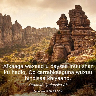 Picture 03 - Sabuurradii 50:19 SOM - Afkaaga waxaad u daysaa inuu shar ku hadlo, Oo - Bible Verse Picture