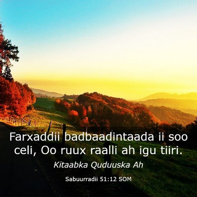 Picture 03 - Sabuurradii 51:12 SOM - Farxaddii badbaadintaada ii soo celi, Oo ruux - Bible Verse Picture