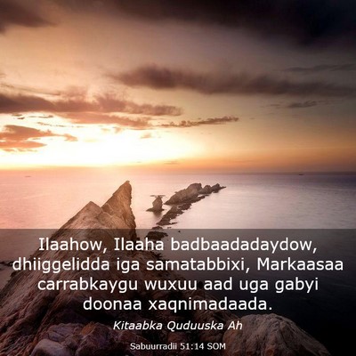 Picture 03 - Sabuurradii 51:14 SOM - Ilaahow, Ilaaha badbaadadaydow, dhiiggelidda iga - Bible Verse Picture