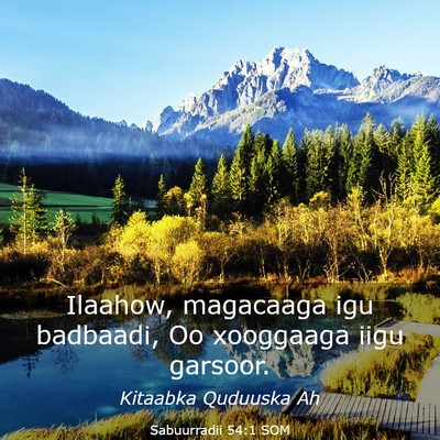 Picture 03 - Sabuurradii 54:1 SOM - Ilaahow, magacaaga igu badbaadi, Oo xooggaaga - Bible Verse Picture