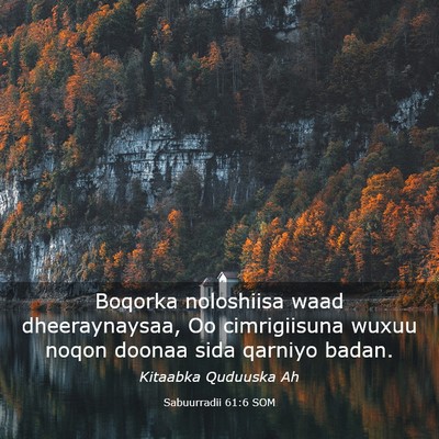 Picture 03 - Sabuurradii 61:6 SOM - Boqorka noloshiisa waad dheeraynaysaa, Oo - Bible Verse Picture