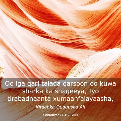Picture 03 - Sabuurradii 64:2 SOM - Oo iga qari talada qarsoon oo kuwa sharka ka - Bible Verse Picture