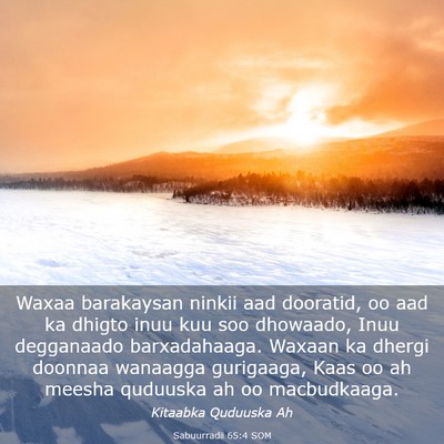 Picture 03 - Sabuurradii 65:4 SOM - Waxaa barakaysan ninkii aad dooratid, oo aad ka - Bible Verse Picture