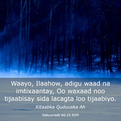 Picture 03 - Sabuurradii 66:10 SOM - Waayo, Ilaahow, adigu waad na imtixaantay, Oo - Bible Verse Picture