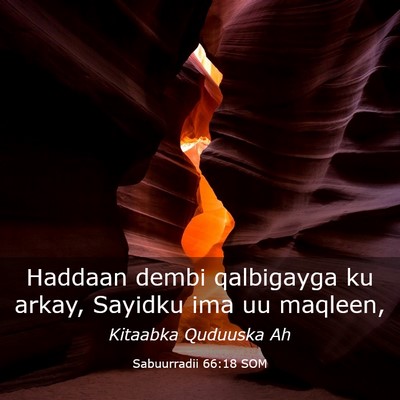 Picture 03 - Sabuurradii 66:18 SOM - Haddaan dembi qalbigayga ku arkay, Sayidku ima uu - Bible Verse Picture