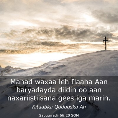 Picture 03 - Sabuurradii 66:20 SOM - Mahad waxaa leh Ilaaha Aan baryadayda diidin oo - Bible Verse Picture