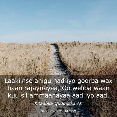Picture 03 - Sabuurradii 71:14 SOM - Laakiinse anigu had iyo goorba wax baan - Bible Verse Picture
