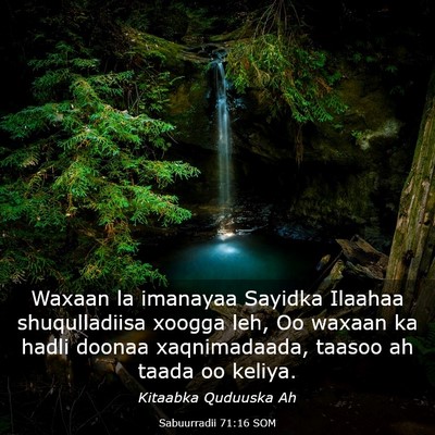 Picture 03 - Sabuurradii 71:16 SOM - Waxaan la imanayaa Sayidka Ilaahaa shuqulladiisa - Bible Verse Picture