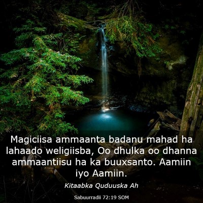 Picture 03 - Sabuurradii 72:19 SOM - Magiciisa ammaanta badanu mahad ha lahaado - Bible Verse Picture