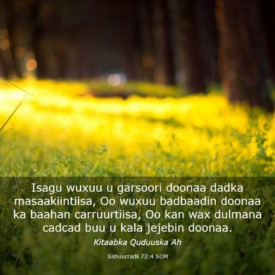 Picture 03 - Sabuurradii 72:4 SOM - Isagu wuxuu u garsoori doonaa dadka - Bible Verse Picture