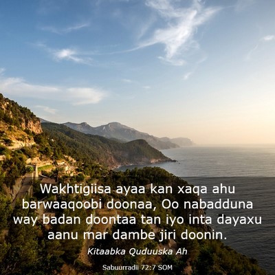 Picture 03 - Sabuurradii 72:7 SOM - Wakhtigiisa ayaa kan xaqa ahu barwaaqoobi doonaa, - Bible Verse Picture
