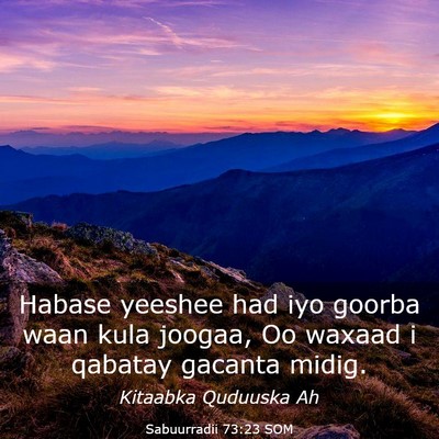 Picture 03 - Sabuurradii 73:23 SOM - Habase yeeshee had iyo goorba waan kula joogaa, - Bible Verse Picture
