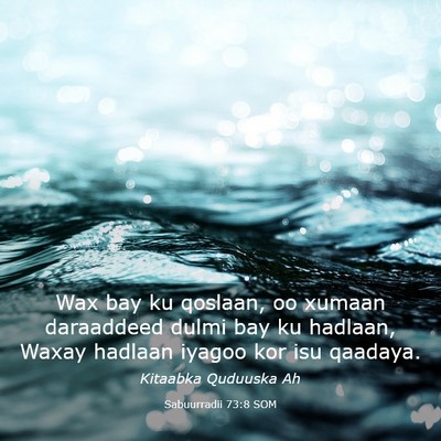 Picture 03 - Sabuurradii 73:8 SOM - Wax bay ku qoslaan, oo xumaan daraaddeed dulmi - Bible Verse Picture
