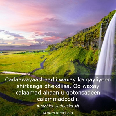 Picture 03 - Sabuurradii 74:4 SOM - Cadaawayaashaadii waxay ka qayliyeen shirkaaga - Bible Verse Picture