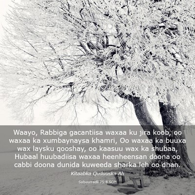 Picture 03 - Sabuurradii 75:8 SOM - Waayo, Rabbiga gacantiisa waxaa ku jira koob, oo - Bible Verse Picture
