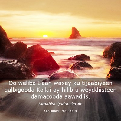 Picture 03 - Sabuurradii 78:18 SOM - Oo weliba Ilaah waxay ku tijaabiyeen qalbigooda - Bible Verse Picture