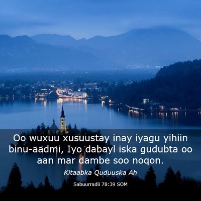 Picture 03 - Sabuurradii 78:39 SOM - Oo wuxuu xusuustay inay iyagu yihiin binu-aadmi, - Bible Verse Picture