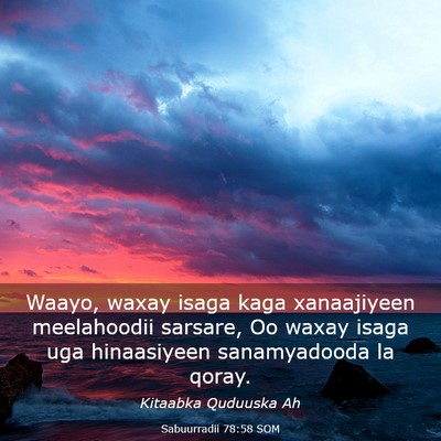 Picture 03 - Sabuurradii 78:58 SOM - Waayo, waxay isaga kaga xanaajiyeen meelahoodii - Bible Verse Picture