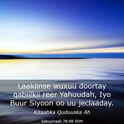 Picture 03 - Sabuurradii 78:68 SOM - Laakiinse wuxuu doortay qabiilkii reer Yahuudah, - Bible Verse Picture