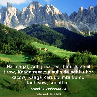 Picture 03 - Sabuurradii 80:1 SOM - Na maqal, Adhijirka reer binu Israa'iil jirow, - Bible Verse Picture