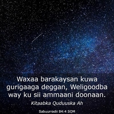 Picture 03 - Sabuurradii 84:4 SOM - Waxaa barakaysan kuwa gurigaaga deggan, - Bible Verse Picture
